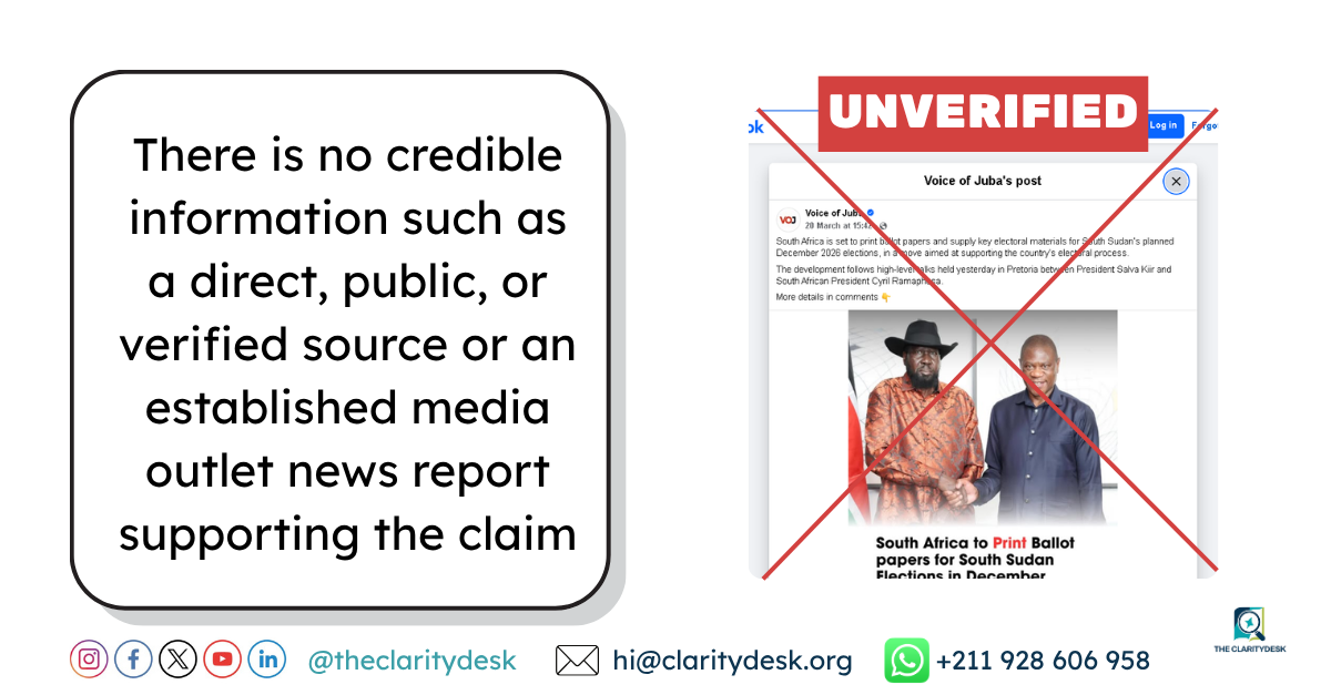 FACT-CHECK: Is South Africa set to print ballot papers for the 2026 South Sudan elections?