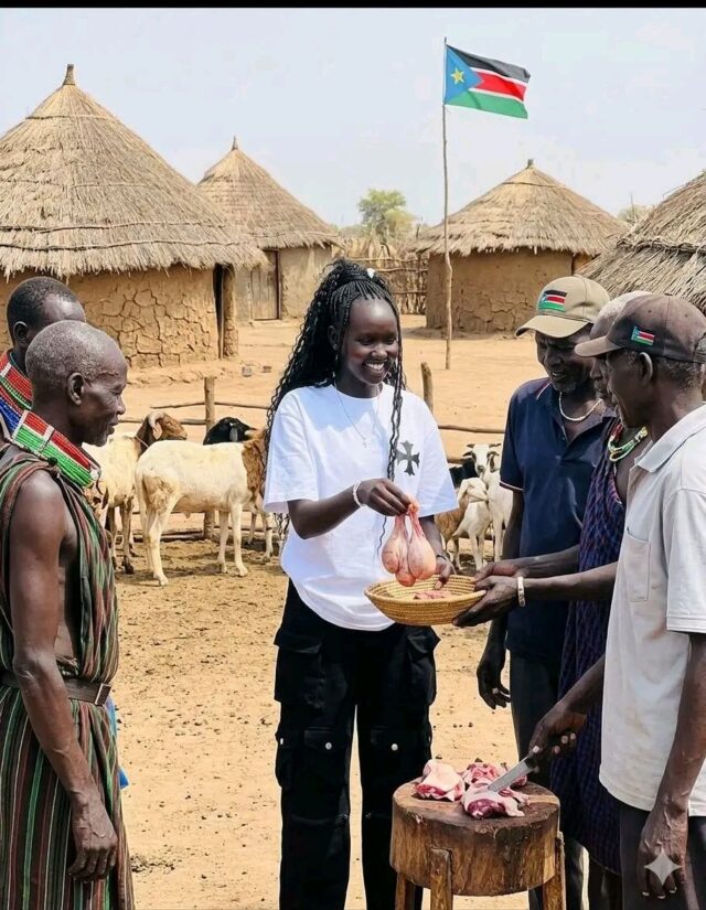A screenshot of the image of a woman presenting a testicle as posted on Facebook