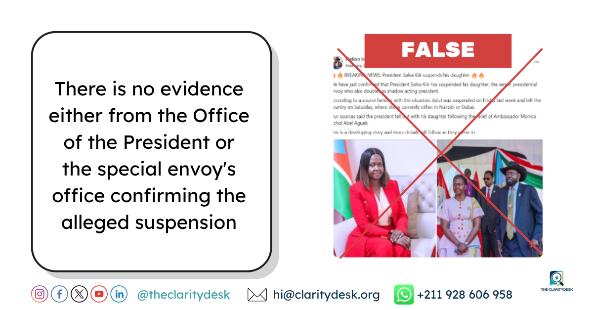 President Salva Kiir did not suspend the senior presidential envoy on special programs