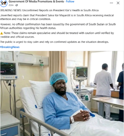 A screenshot of the claim as posted by on Facebook