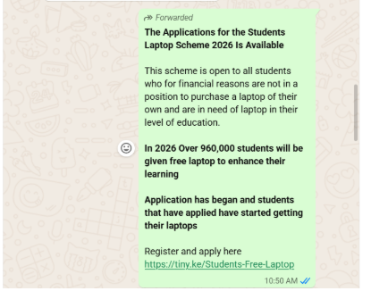 A screen grab of the viral WhatsApp message