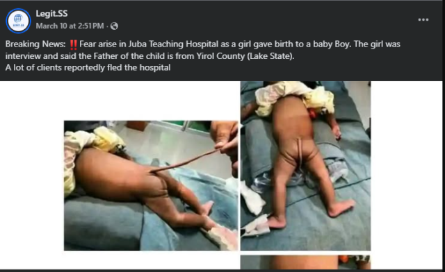 A screenshot of the claim as taken from Facebook