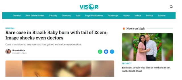 A screenshot showing the article excerpt published by Visor Notícias