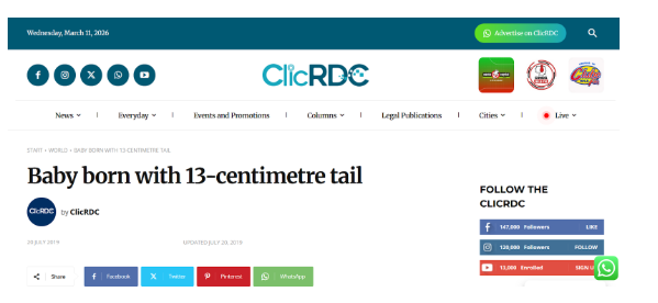 A screenshot showing the an article published by ClicRDC