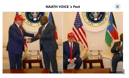 A screenshot of the images of the claim that Oyet was meeting Trump