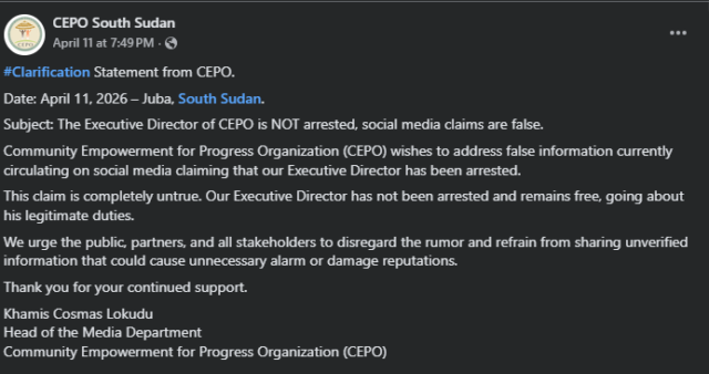 The screenshot of the statement from CEPO clarifying the  claim as  false