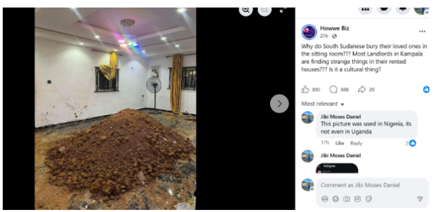 Screenshot of the image and the post made by Howwe Biz