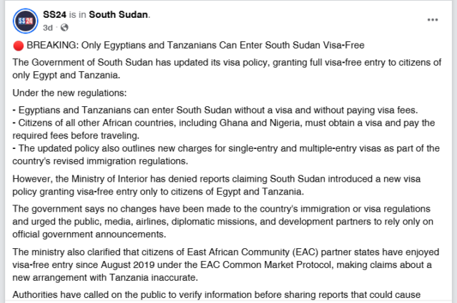 A screenshot of the Facebook post made by SS24