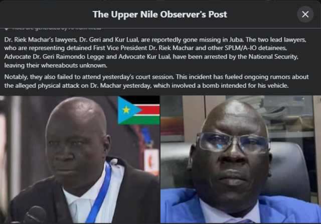 A screenshot of the claim as published by The Upper Nile Observer