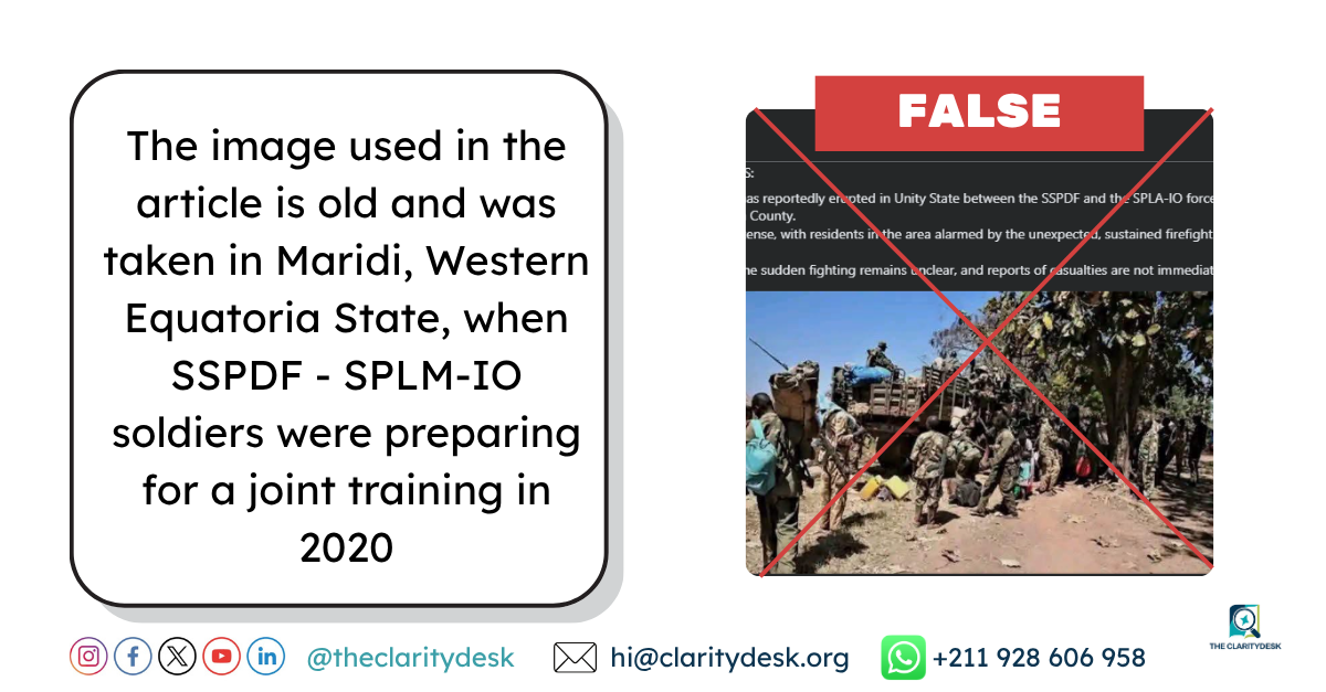 This image of soldiers boarding a truck was not taken in Unity State This image of soldiers boarding a truck was not taken in Unity State